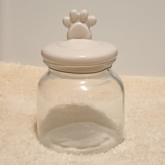 NWT ~ Play On! Pet Glass Treat Storage Jars with Ceramic Lid & Paw Print Handle - Picture 3 of 6